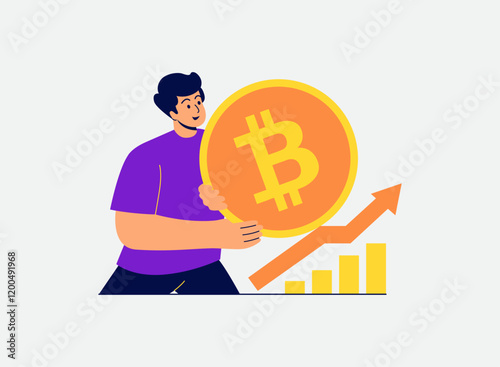 Illustration of an Bitcoin Cryptocurrency Investment