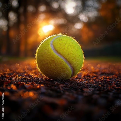 Close-up of Vibrant Yellow Tennis Ball in Natural Lighting