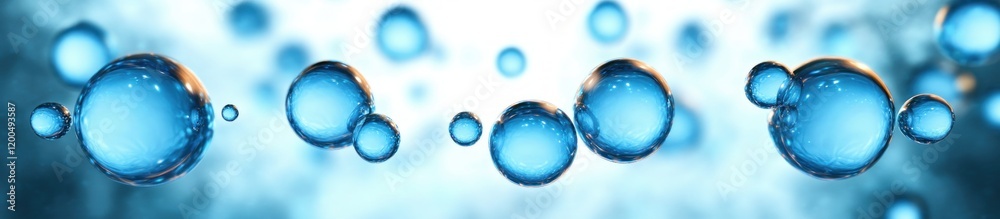 Translucent Blue Bubbles in Dreamy Soft Lighting, Minimalist Design for Scientific and Medical Visualization