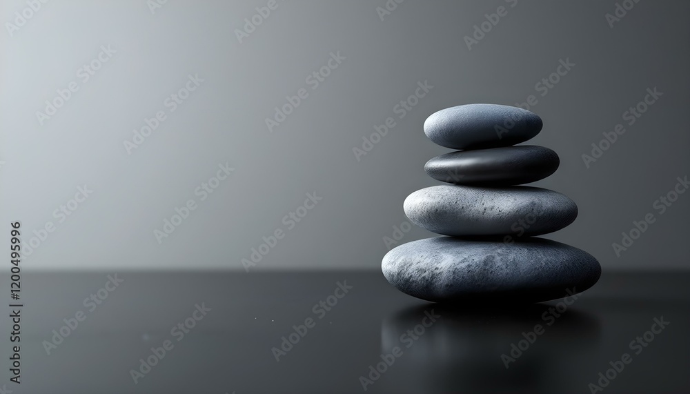 zen, stones, asymmetrical, stack, modern, matte, glossy, textures, polished, black, surface, reflections, subtle, gradient, gray, background, 8K, resolution, balance, harmony, calm, minimalist, zen, stones, asymmetrical, stack, modern, matte, glossy, textures, polished, black, surface, reflections, subtle, gradient, gray, background, 8K, resolution, balance, harmony, calm, minimalist,