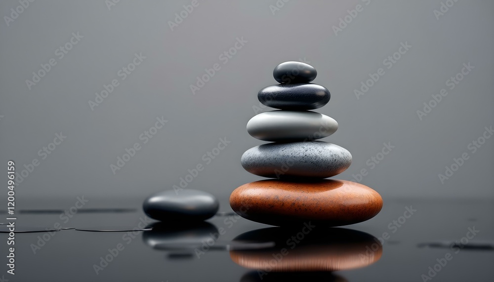 zen, stones, asymmetrical, stack, modern, matte, glossy, textures, polished, black, surface, reflections, subtle, gradient, gray, background, 8K, resolution, balance, harmony, calm, minimalist, zen, stones, asymmetrical, stack, modern, matte, glossy, textures, polished, black, surface, reflections, subtle, gradient, gray, background, 8K, resolution, balance, harmony, calm, minimalist,