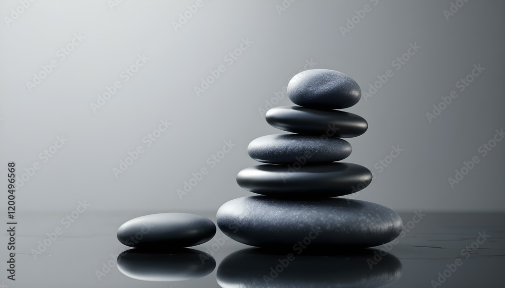 zen, stones, asymmetrical, stack, modern, matte, glossy, textures, polished, black, surface, reflections, subtle, gradient, gray, background, 8K, resolution, balance, harmony, calm, minimalist, zen, stones, asymmetrical, stack, modern, matte, glossy, textures, polished, black, surface, reflections, subtle, gradient, gray, background, 8K, resolution, balance, harmony, calm, minimalist,