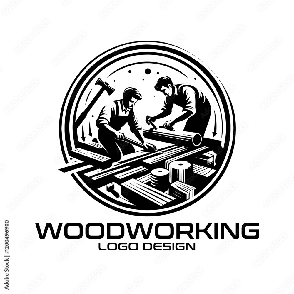 Fototapeta premium Woodworking Vector Logo Design