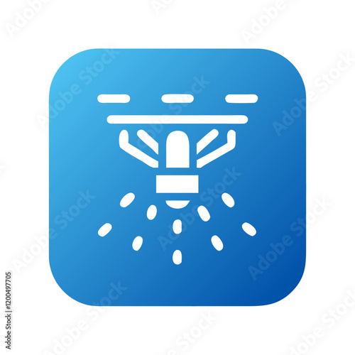 Sprinkler system icon with blue background and efficient design for gardening and irrigation concepts