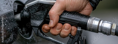 Fuel transfer. photo illustrating petrol pouring from a gun, capturing car refuelling process, energy policies, environmental considerations surrounding transport, fuel costs at petrol stations. photo