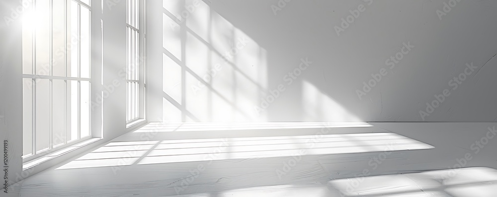 Obraz premium Sunlight streams through window in white room