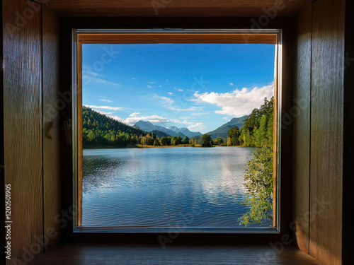 the lake view from a window photo