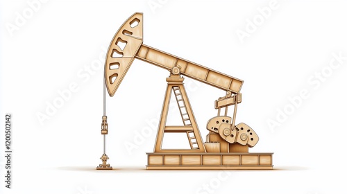 Wooden Model of an Oil Pump Jack: Energy Industry Illustration