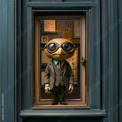 Tiny, comical human-like creatures is an employee of an unusual art gallery.