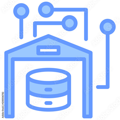 Data Warehouse Blue Icon