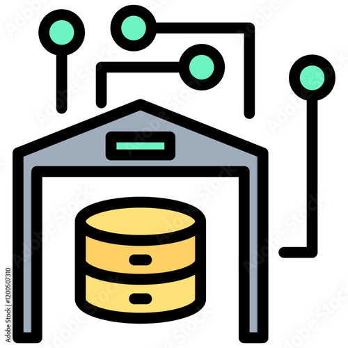 Data Warehouse Outline Color Icon