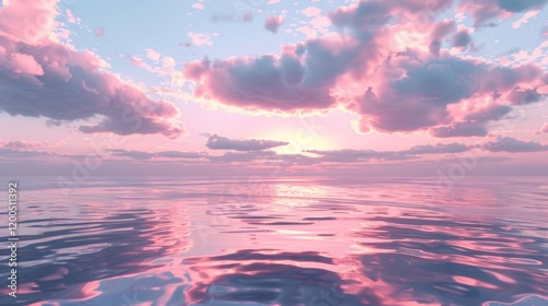 Wallpaper Mural Soft lavender and pink clouds hovering over a still sea at dawn, blending harmoniously with the water's surface Torontodigital.ca