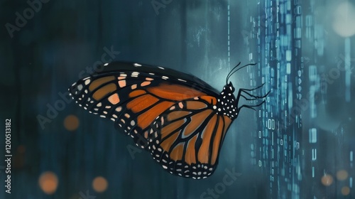 Monarch Butterfly in Digital Realm: A Symbiosis of Nature and Technology photo