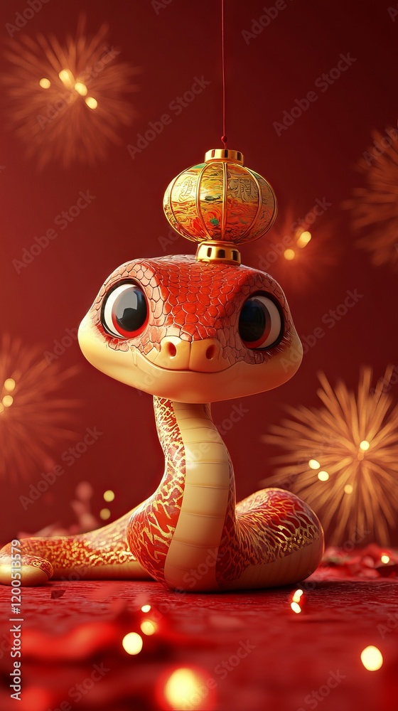 cute chinese new year wood snake for story background. lunar new year for background
