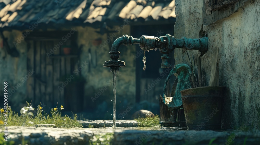 Rustic Village Fountain: A Tranquil Scene of Old-World Charm Rustic Village Fountain: A Tranquil Scene of Old-World Charm