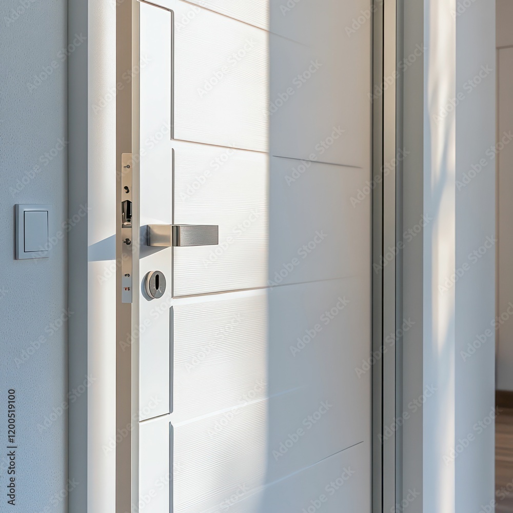 minimalistic white interior door with sleek black handle, emphasizing modern design and clean aesthetics, creating a serene home atmosphere minimalistic white interior door with sleek black handle, emphasizing modern design and clean aesthetics, creating a serene home atmosphere