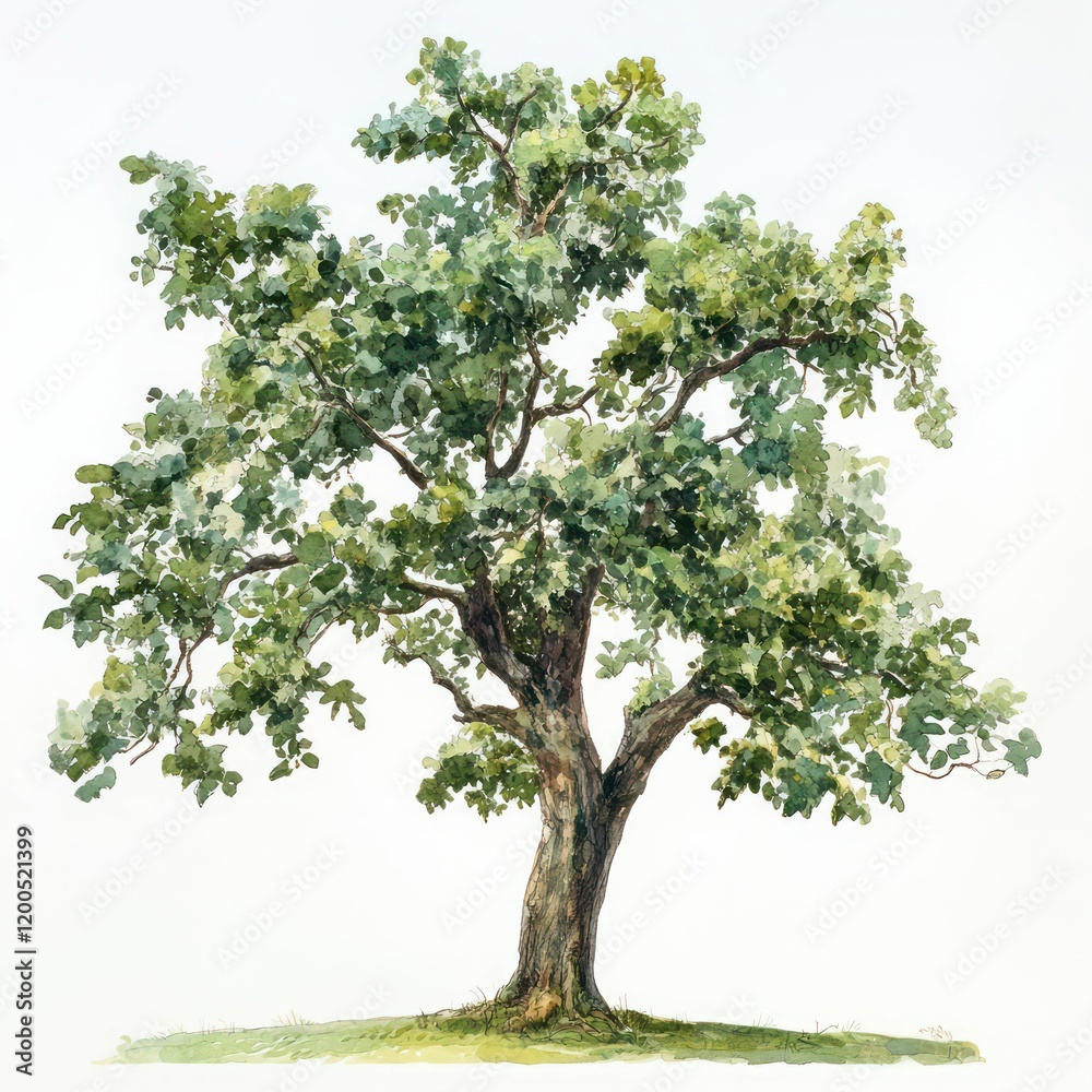 a lush green tree with intricate roots and dense foliage, standing alone on a white background showcasing natural beauty and detail a lush green tree with intricate roots and dense foliage, standing alone on a white background showcasing natural beauty and detail
