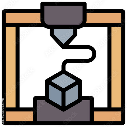 3D Printing Outline Color Icon