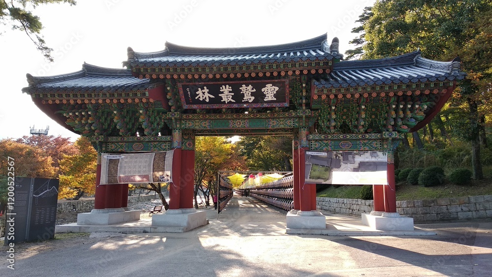 Traditional Korean Temple Gate in Autumn Traditional Korean Temple Gate in Autumn