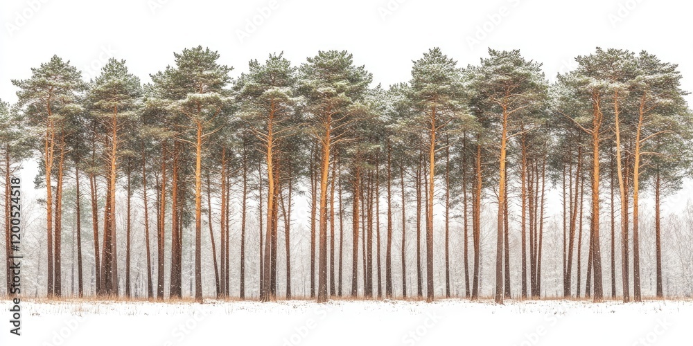 Obraz premium Snowy pine forest winter landscape, nature background, postcard