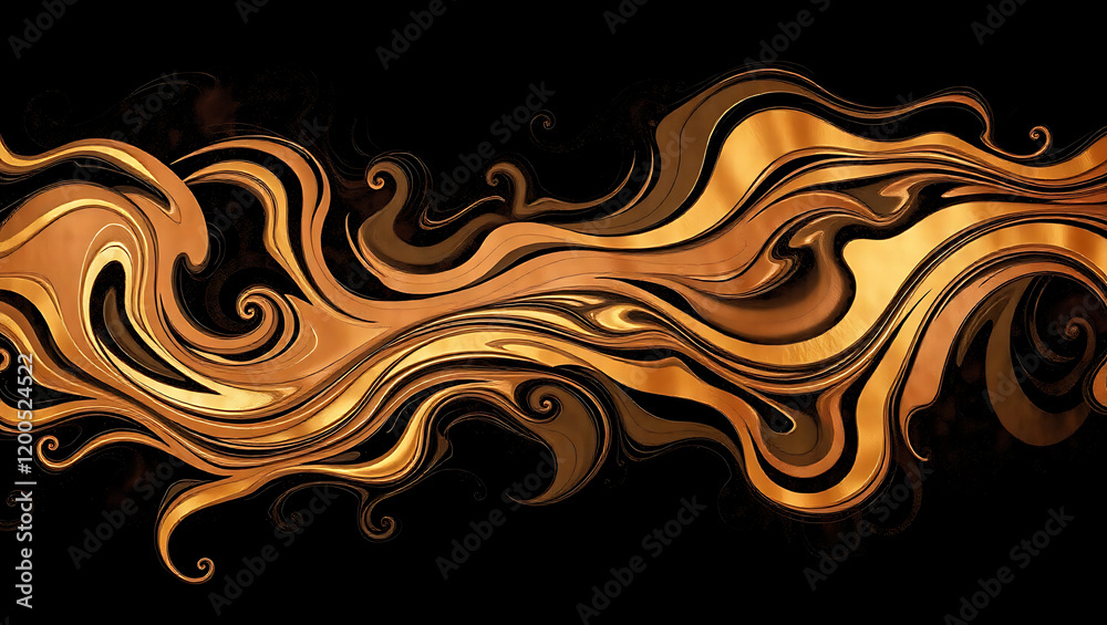 Golden Swirls Abstract Art Design with Curving Lines and Decorative Shapes Golden Swirls Abstract Art Design with Curving Lines and Decorative Shapes