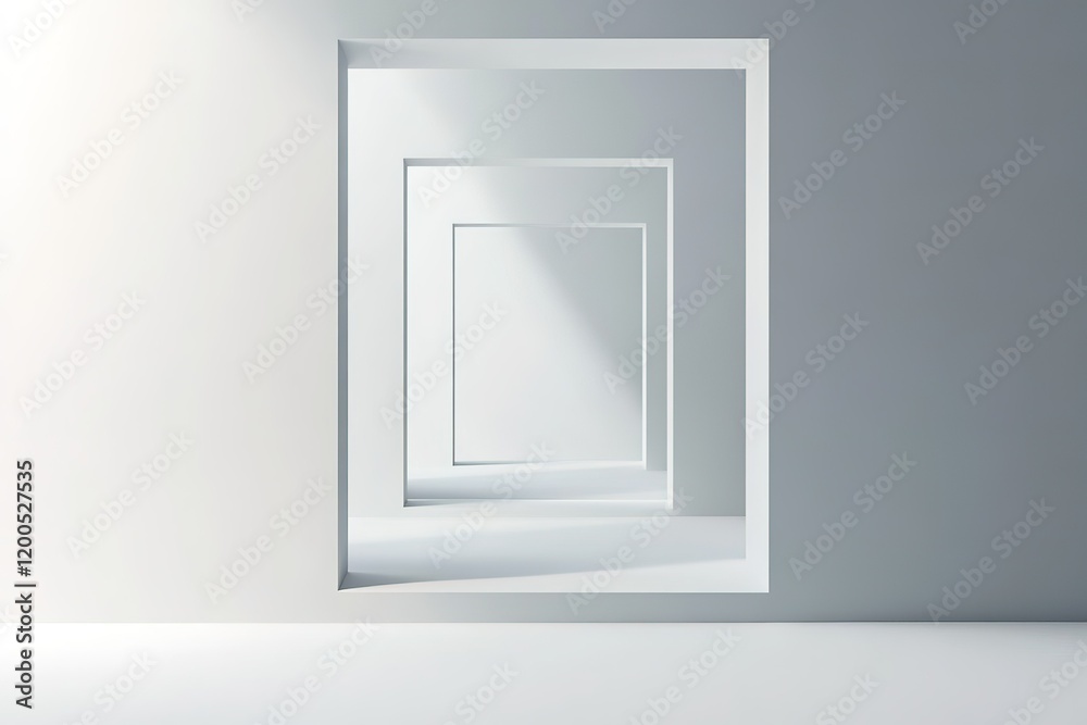White room with a large window and a white door White room with a large window and a white door