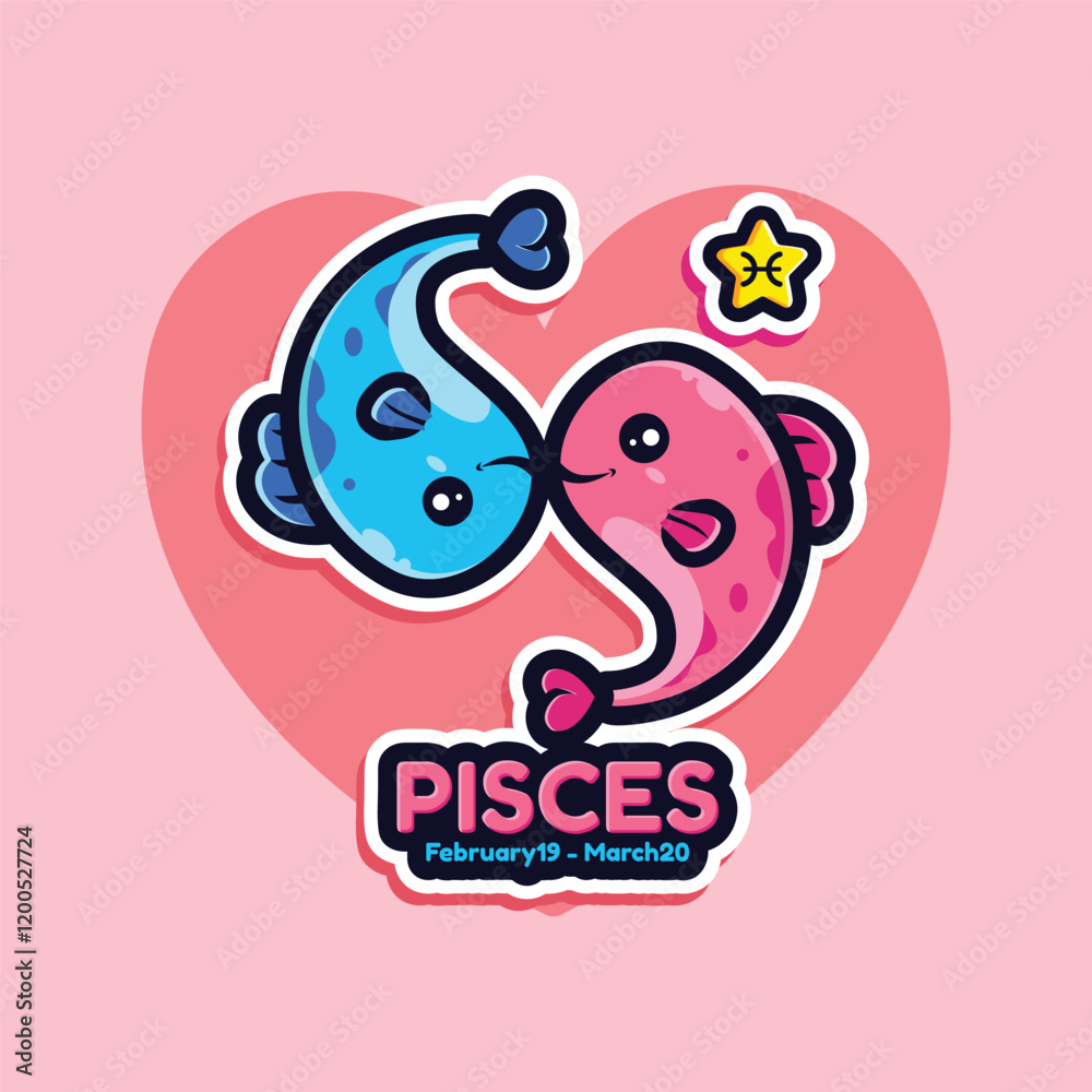 cute pisces zodiac with heart background cute pisces zodiac with heart background