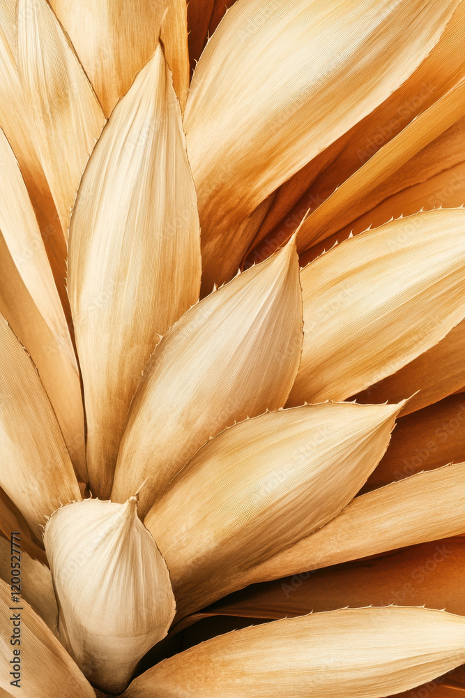 Close-up of dried agave plant leaves, showcasing intricate textures and earthy tones, creating a natural and organic visual composition. Close-up of dried agave plant leaves, showcasing intricate textures and earthy tones, creating a natural and organic visual composition.