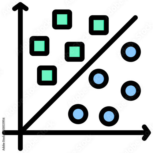 Support Vector Machine Outline Color Icon