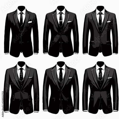 Elegant vector businessmen in formal suits and ties, standing