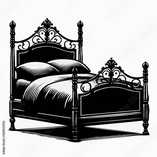 Luxury hotel bedroom with vintage bed and comfortable pillows