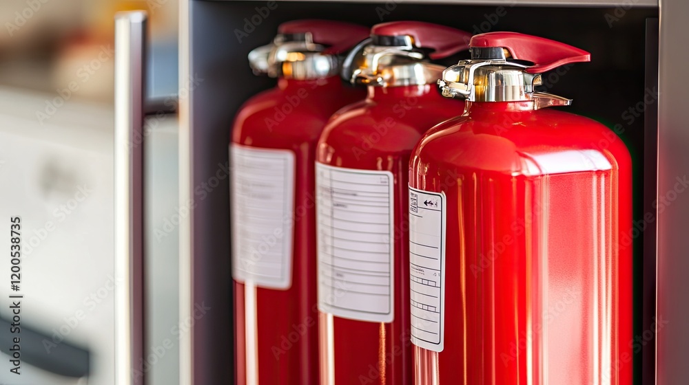 A fire safety checklist displayed on a refrigerator in a family home. A fire safety checklist displayed on a refrigerator in a family home.