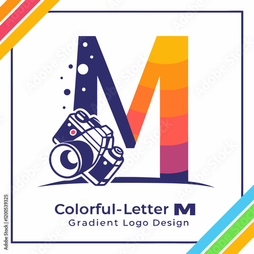 colorful letter m gradient logo design