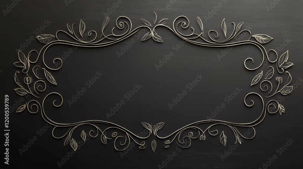 Fototapeta premium Elegant Gold Floral Frame on Dark Background