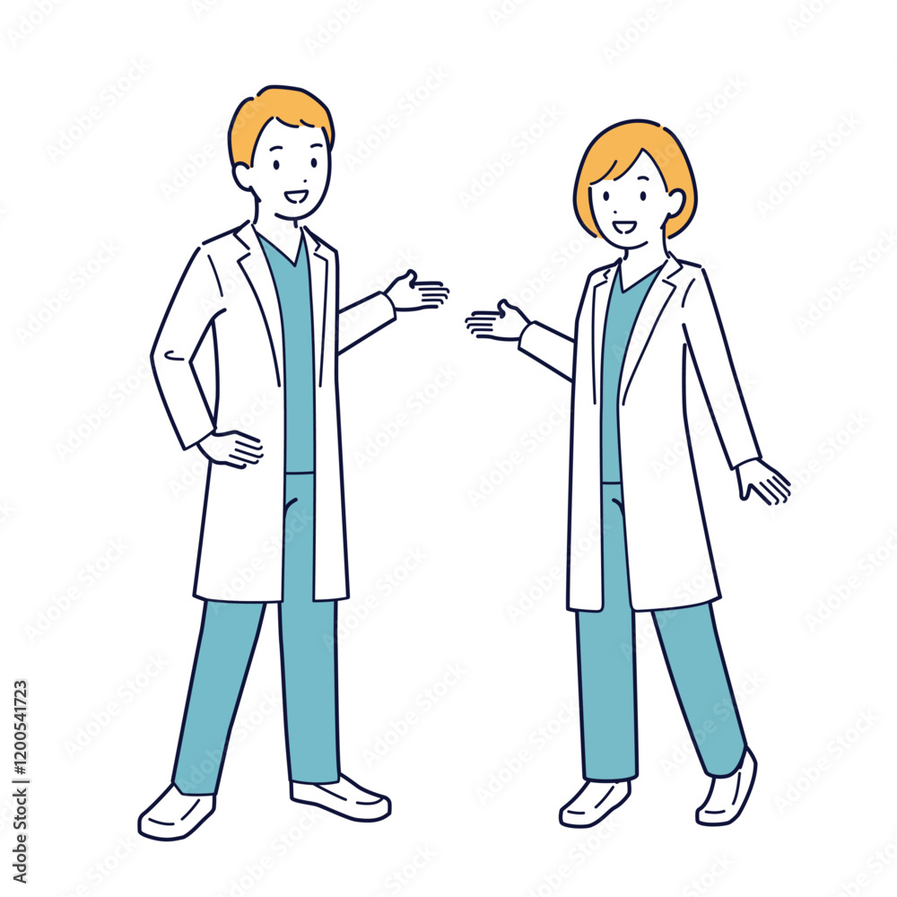 紹介をする医師のイラスト_全身 紹介をする医師のイラスト_全身