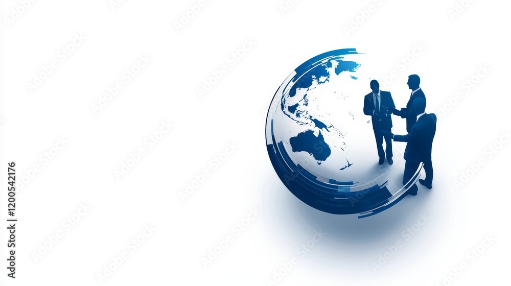 Global business partnership, international agreement, businesspeople shaking hands over a world map. Global business partnership, international agreement, businesspeople shaking hands over a world map.