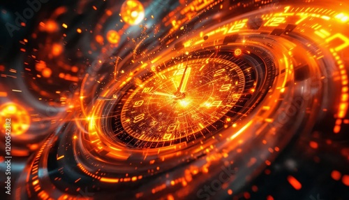Futuristic Clock, Time, Technology, Abstract
