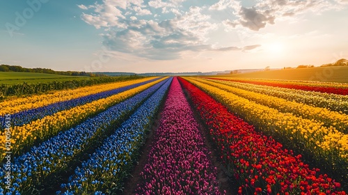 Vibrant Tulip Festival Flower Fields Photography Scenic Landscape Aerial View Nature’s Beauty