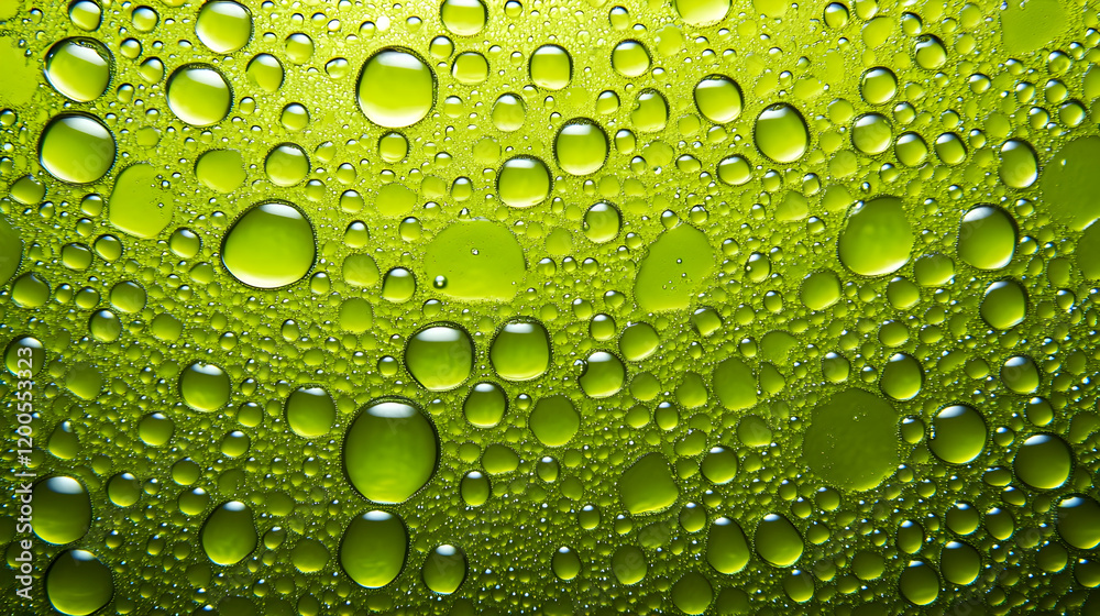 Abstract Green Water Droplets Background, dew drops, condensation, texture, macro, close-up Abstract Green Water Droplets Background, dew drops, condensation, texture, macro, close-up