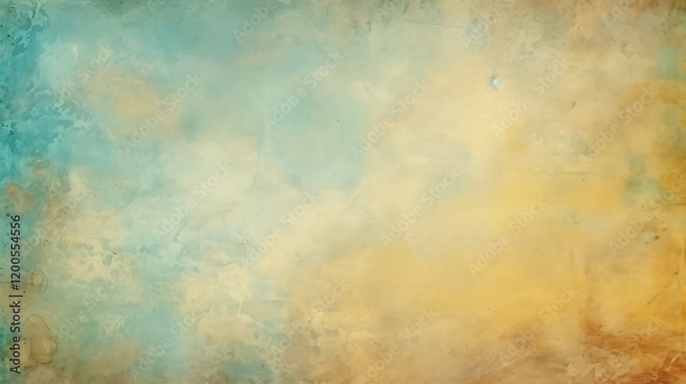 A sheet of aged brown paper stained with pale green, blue and yellow watercolor blots,Grunge artistic color background for creative design,Scan of old vintage paper with multicolored blotches A sheet of aged brown paper stained with pale green, blue and yellow watercolor blots,Grunge artistic color background for creative design,Scan of old vintage paper with multicolored blotches