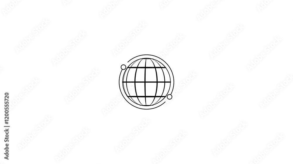 Animated globe model line icon animation, Earth satellite Animated globe model line icon animation, Earth satellite