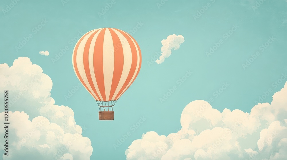 Obraz premium Hot Air Balloon Soaring Through Pastel Sky