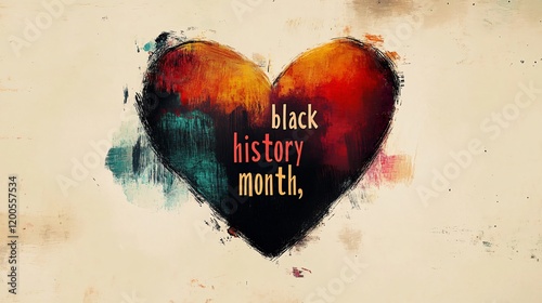 A vibrant heart-shaped design celebrating Black History Month, ideal for promotional materials, events, and social media campaigns focusing on cultural awareness. photo