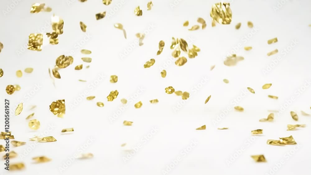 confetti festive flat lay holiday view top golden glitter party background backdrop white foil gold abstract background birthday carnival holiday celebration christmas confetti decoration dust