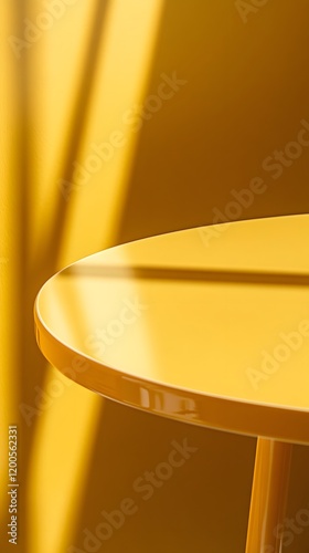 Yellow Round Table with Sunlight Shadows