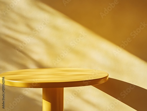 Yellow Table and Wall with Sunlight Shadows