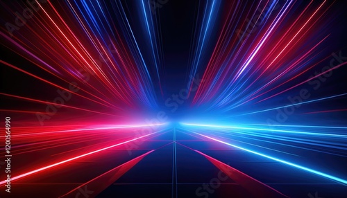 Wallpaper Mural Futuristic blue and red laser lights converging at a bright point Torontodigital.ca