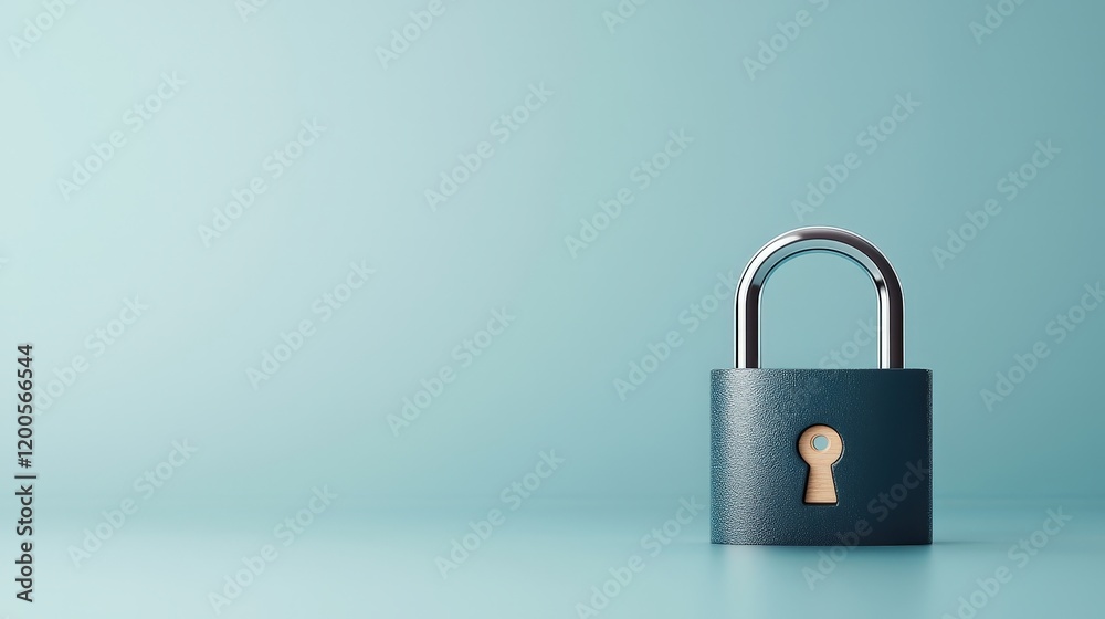 Secure Lock on a Blue Background for Safety Themes Secure Lock on a Blue Background for Safety Themes