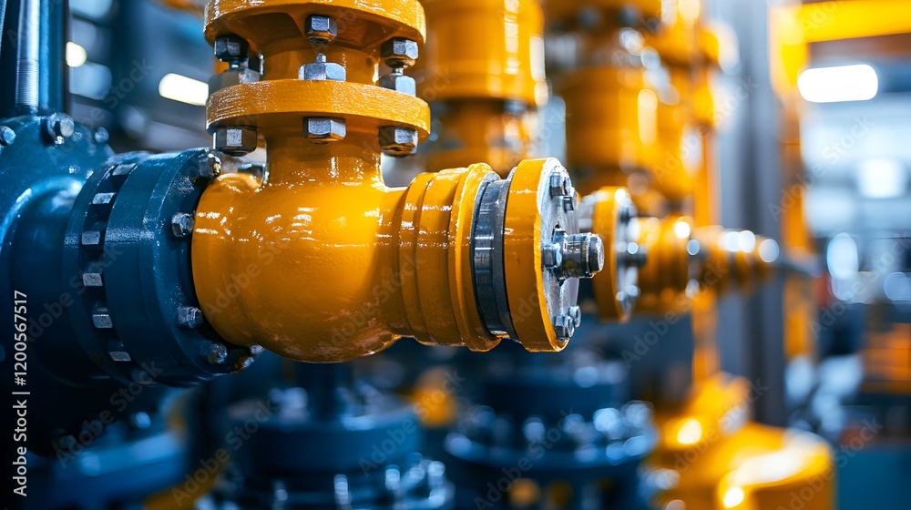 Fototapeta premium Industrial Pipes and Valves in a Factory Setting