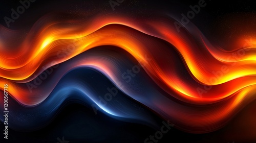 Abstract Fiery Waves Flowing Energy Dynamic Design Background